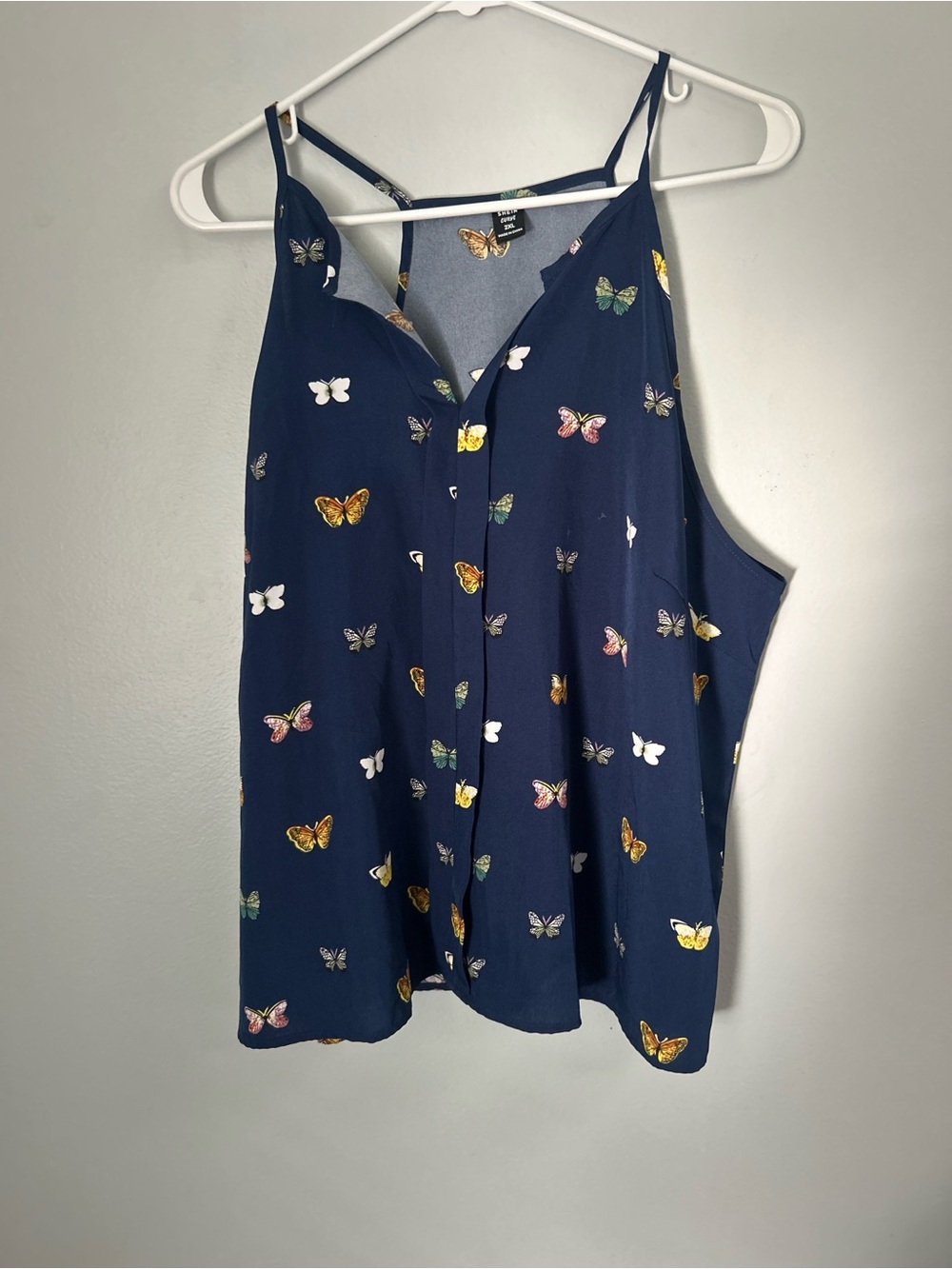 SHEIN Navy Butterfly Print Spaghetti Strap Camisole